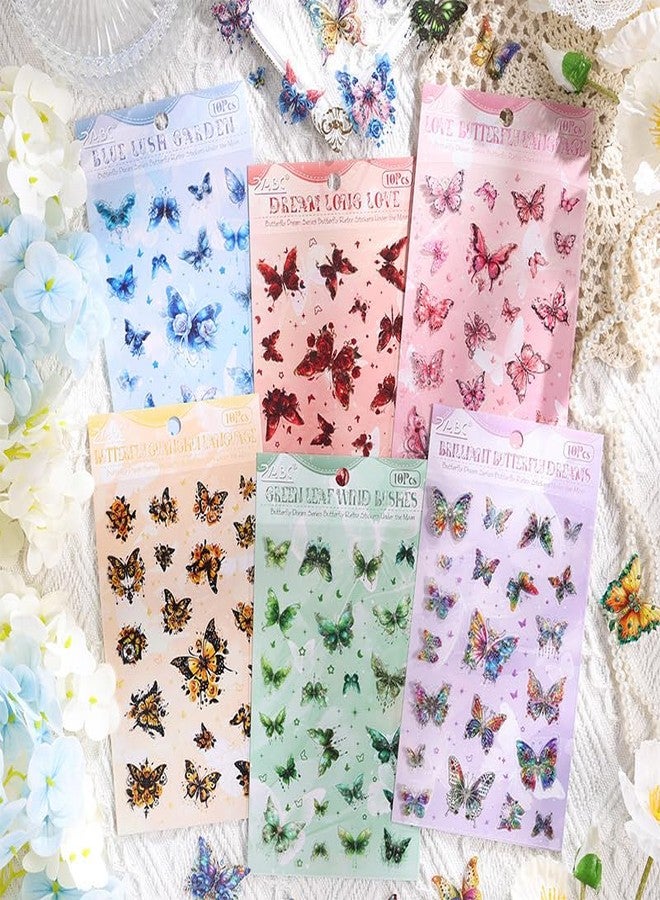 SAMVARDHAN Aesthetic Butterfly Sticker Set - 60 Sheets Decorative Stickers for Journaling, Scrapbooking, Crafts & DIY Projects, Pack of 6 - Image 1